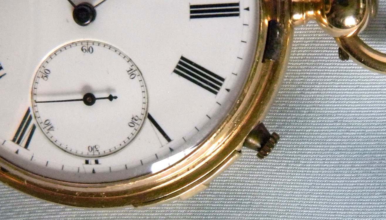  Fine and scarce Swiss 18K gold cover wind antique pocket watch circa 1880.  
